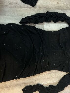 Windsor Black Beaded Ruched Evening Dress